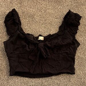 Altar'd State Black Ruffled Crop Top